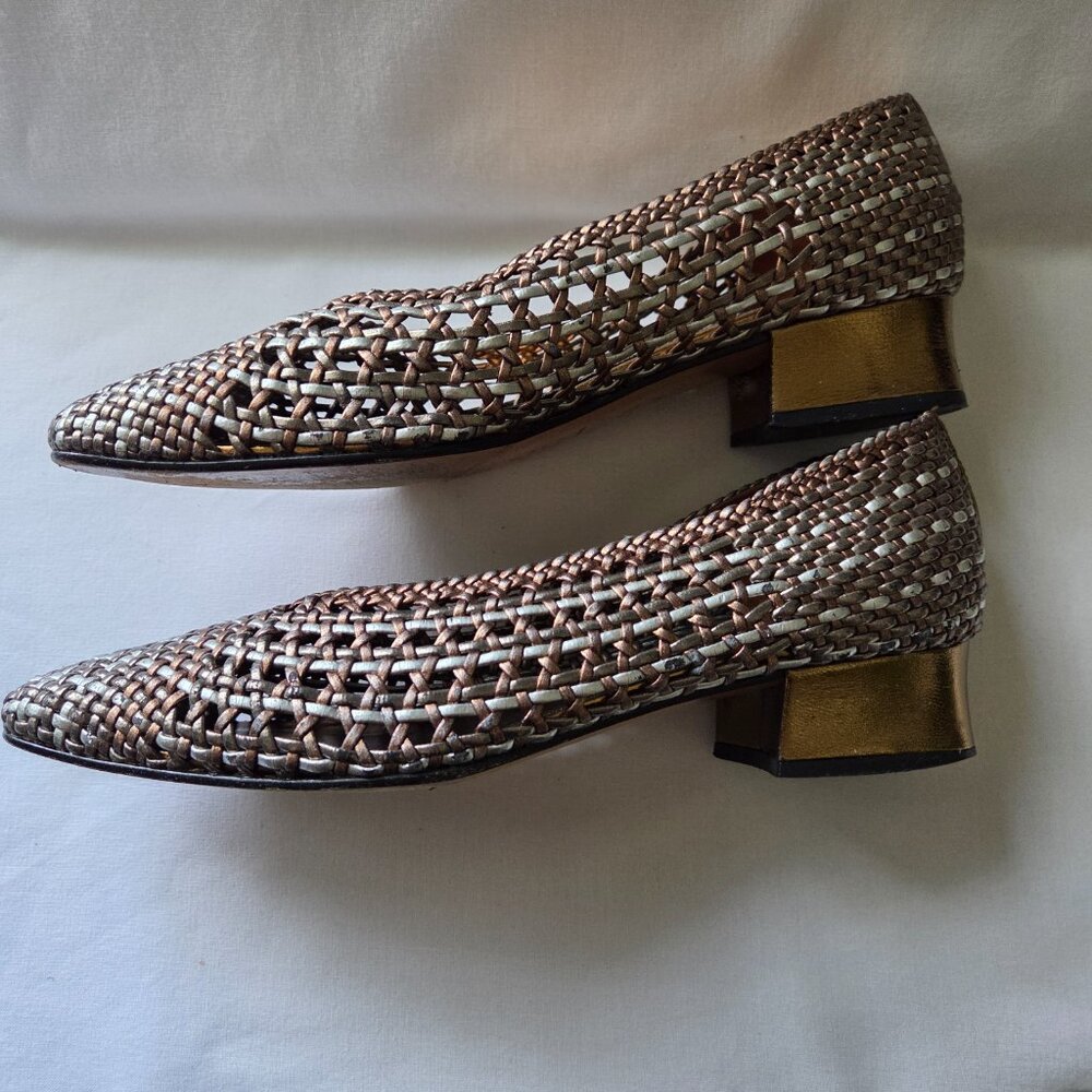 Vintage Sesto Meucci Woven Metallic Heels - Picture 10 of 15